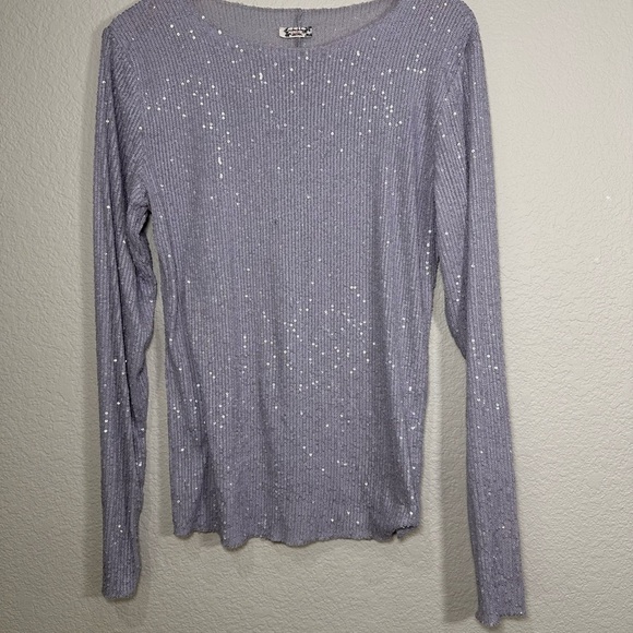 Free People Lavender Sequin Blouse Large - Picture 2 of 8